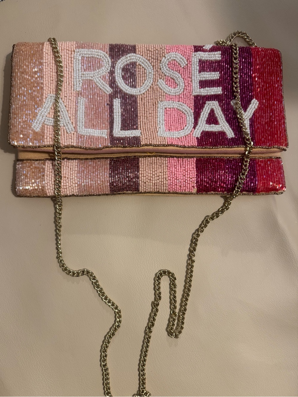 Beaded 'Rose All Day' Pink Gradient Crossbody Clutch - Picture 4 of 4